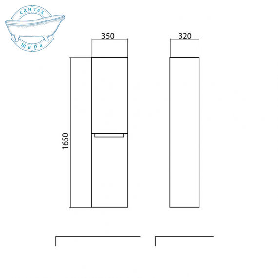 Пенал подвесной Аква Родус Омега 35 см (Правый) АР000001152 - фото 2