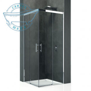 Дверь душевая Novellini Kali A-H для углового входа 80 см (профиль серебро, прозрачное стекло) KALIAH76L-1B