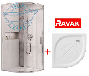 Душевой уголок Ravak Blix Slim BLSCP4-90 (профиль - полир. алюминий, стекло - transparent) X3BM70C00Z1 с поддоном
