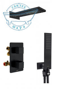 Душевая система с термостатом Bossini Manhattan Squaro Black черный матовый M 91800