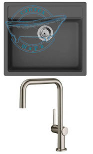 Кухонная мойка Hansgrohe S520-F510 серый камень со смесителем Focus M41 43359800